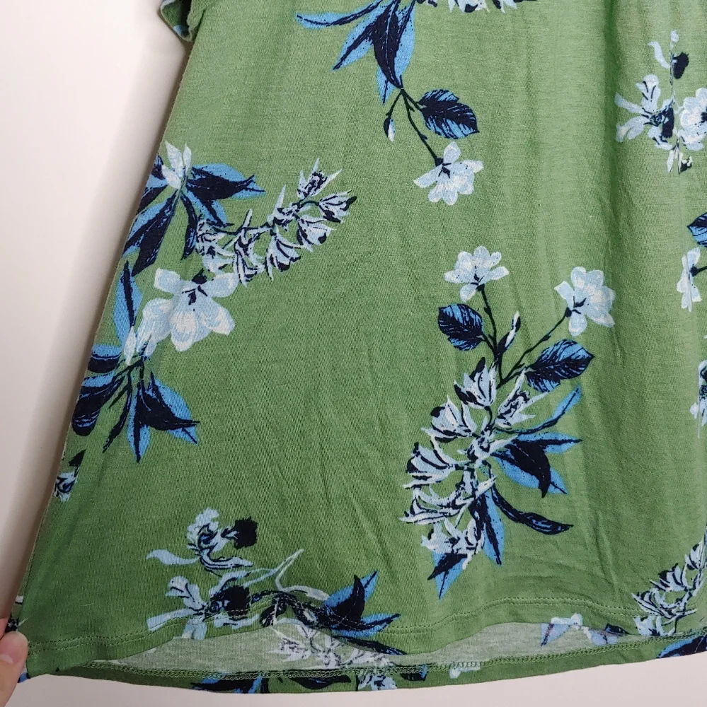 Lucky Brand Green Floral Square Neck Short Sleeve Blouse Size XXL New With Tags - Picture 6 of 16